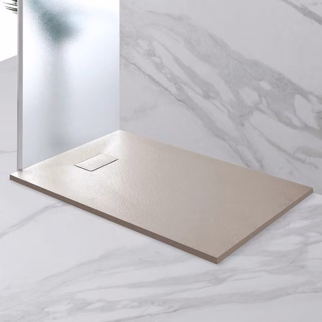 Piatto Doccia Effetto Pietra Sottile Antiscivolo Moderno Formato: 80 x 100 cm, Colore: Tortora