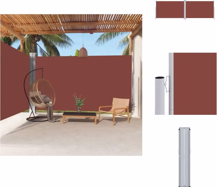 vidaXL Tenda laterale estensibile marrone 220x600 cm - Ombrelloni e tende da sole