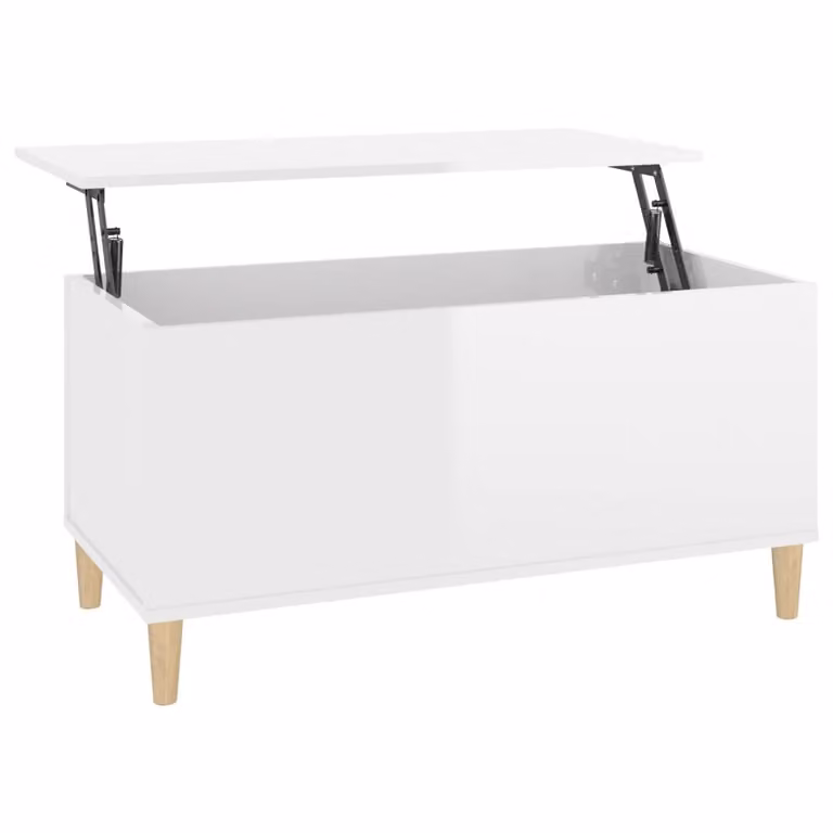 Tavolino Salotto Bianco Lucido 90x44,5x45 cm Legno Multistrato