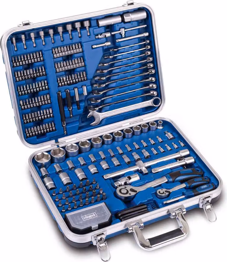 Valigetta per utensili Scheppach TB235 con 233 pezzi | utensili in acciaio al cromo vanadio | valigetta con chiusura a chiave
