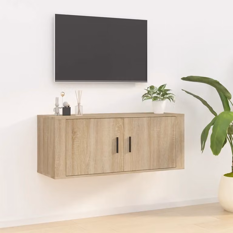 vidaXL Mobile Porta TV a Parete in Legno MDF Colore Rovere Sonoma Beige L 100 cm, P 34,5 cm, H 40 cm