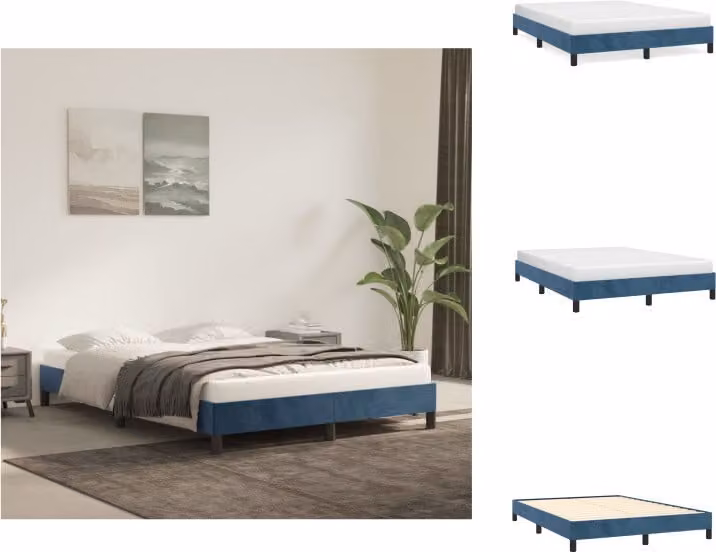 vidaXL Struttura letto blu scuro 140x200 cm in velluto - Letti e strutture letto
