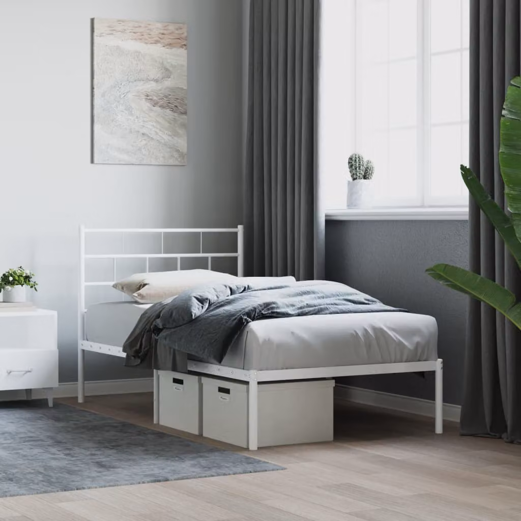 Giroletto vidaXL con testiera in metallo bianco senza materasso L: 79,5 cm, P: 196 cm, H: 90 cm