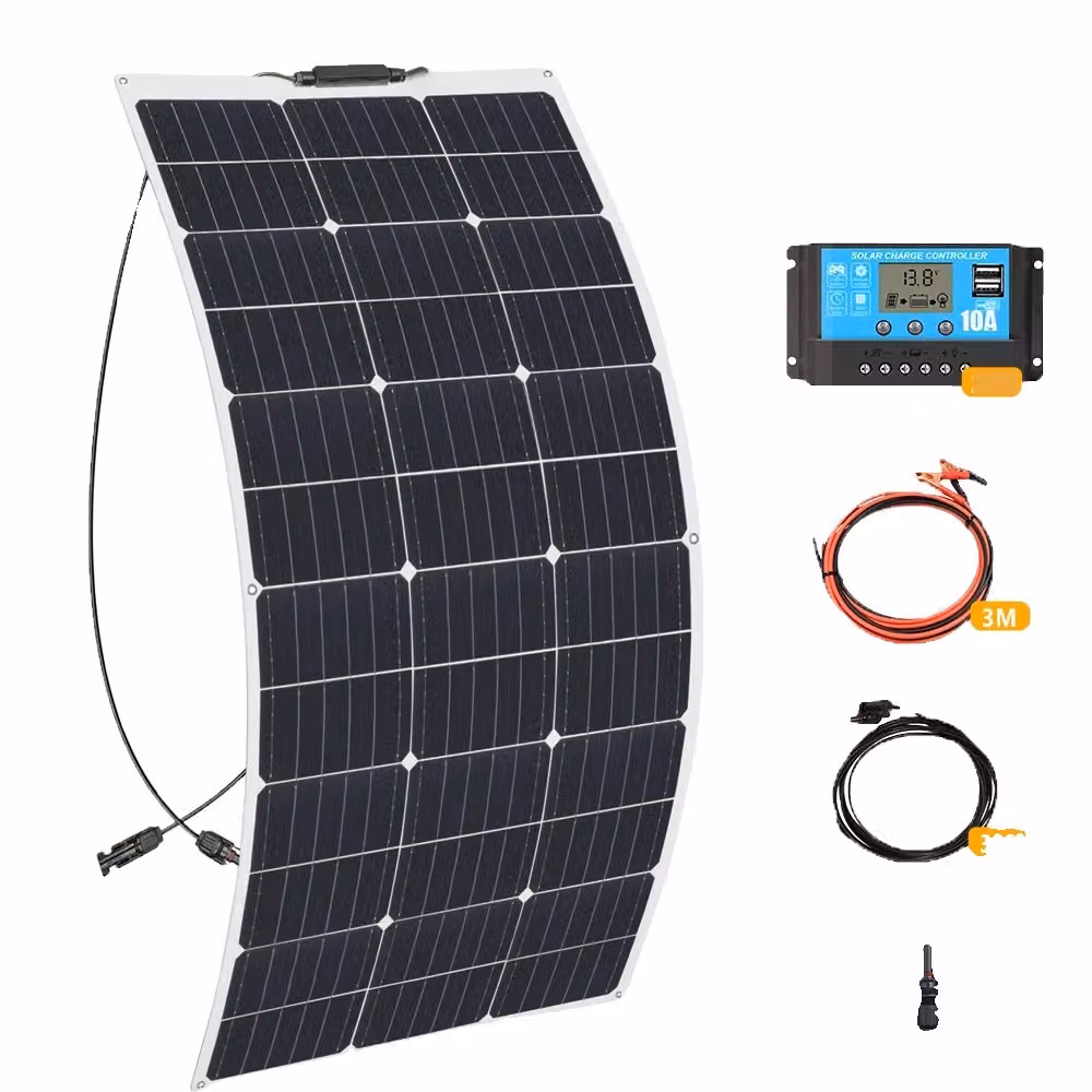 Kit pannello solare flessibile, 100W/200W, celle monocristalline ad alta efficienza, 12V 100W