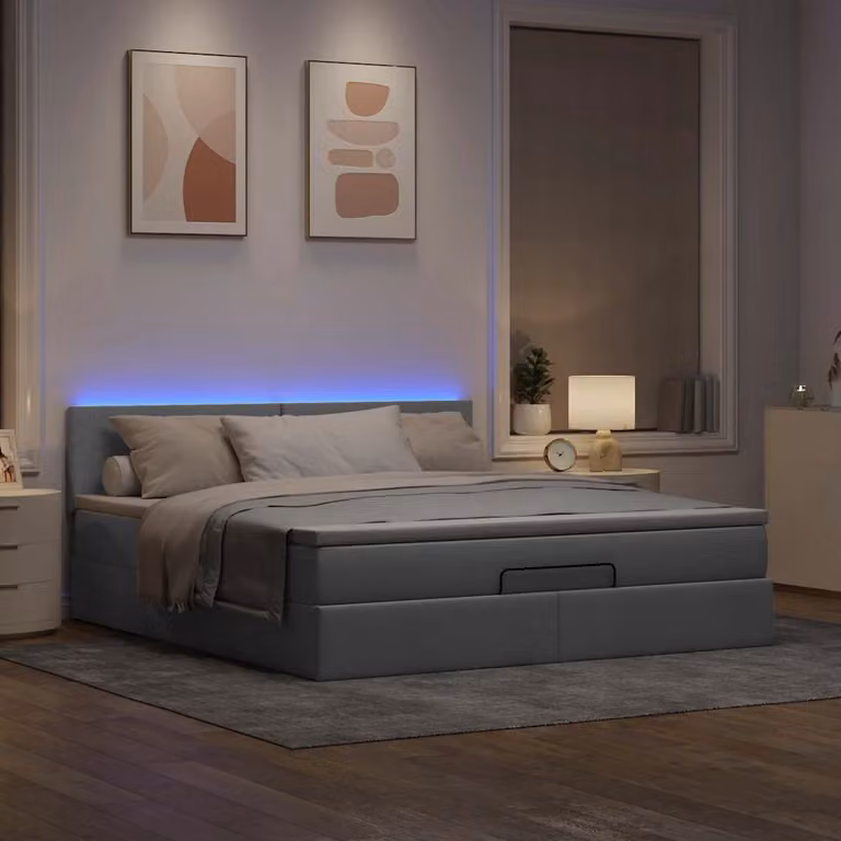 Maison Exclusive - Pouf Letto con Materasso e LED Grigio Chiaro 180x200cm Tessuto
