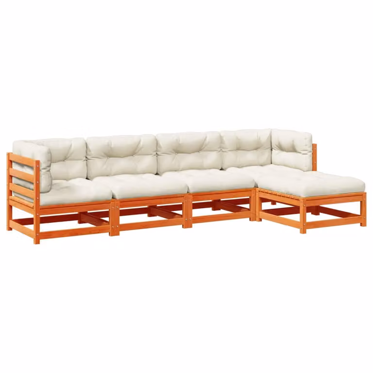 Maison Exclusive - Set Divani Giardino 5pz con Cuscini Marrone Cera Massello Pino