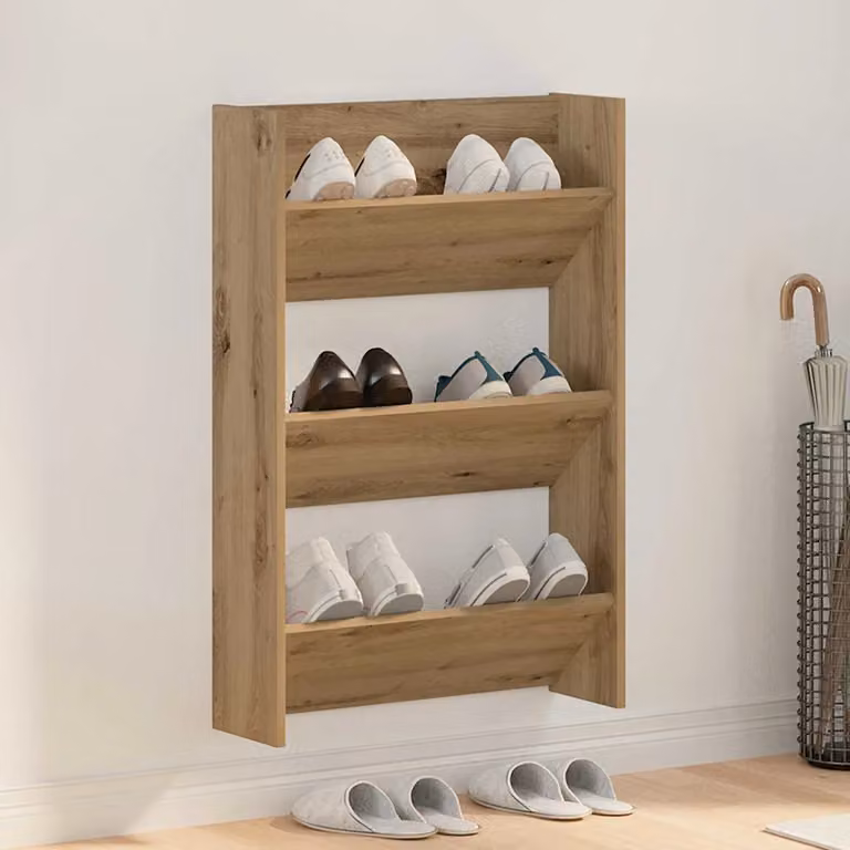Scarpiera moderna vidaXL in legno marrone con ripiani piatti L/P/H: 60 x 18 x 90 cm