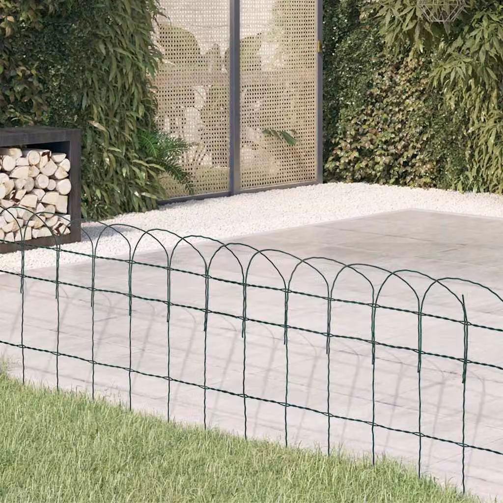 Recinzione per giardino vidaXL in metallo verniciato a polvere verde, L: 10 m, H: 0,4 m