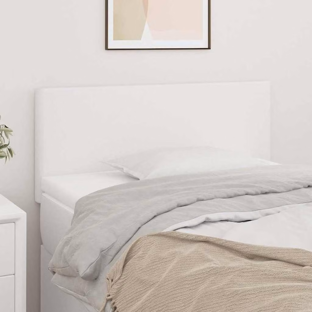 Testiera per letto imbottita vidaXL in similpelle bianca, L: 90 cm, P: 5 cm, H: 78-88 cm