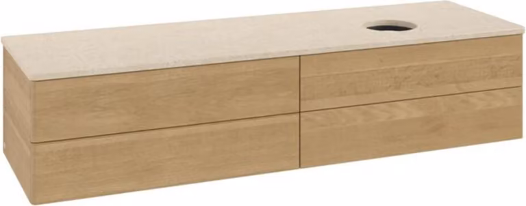 V&B Mobiletto senza struttura frontale - illuminazione Antao 160x50cm, WBP-colore botticino, rovere miele