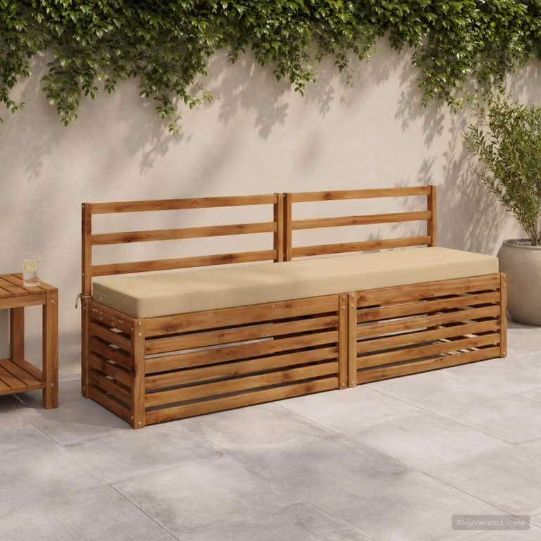 Set di 2 cuscini per panchina vidaXL in poliestere beige con imbottitura in schiuma e coperture lavabili