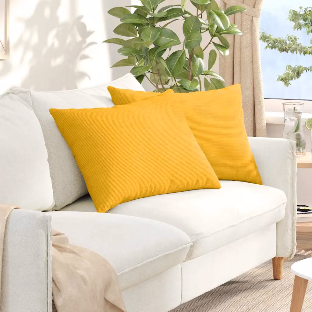 Set di 2 cuscini da divano vidaXL in velluto a coste giallo, L 70 cm x P 50 cm