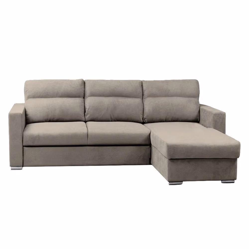 Divano Elba beige con letto estraibile e penisola contenitore reversibile in tessuto per il tuo soggiorno – 2