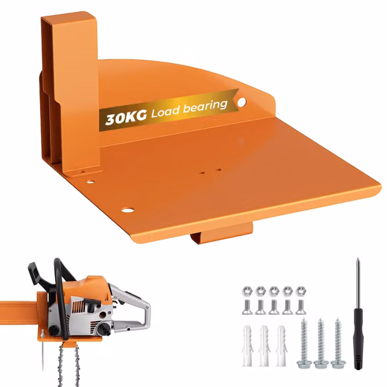 Supporto a parete in metallo per motoseghe, 2-in-1, arancione, taglia XXL