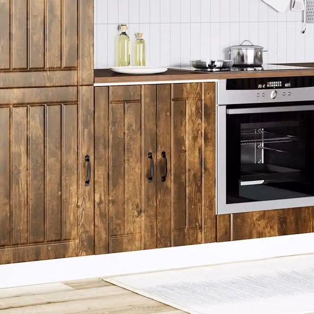 Mobile base lavello da cucina Lucca in legno multistrato color marrone con ante a battente