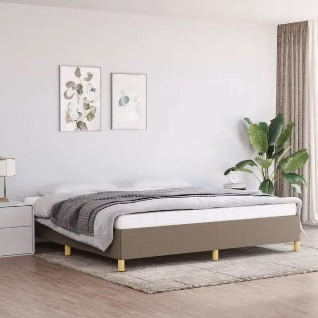 Struttura Letto Design Mania con Giroletto Imbottito in Tessuto Beige L/P/H: 200 x 200 x 35 cm