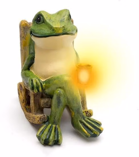 Rana solare in LED, scultura per giardino con illuminazione LED - Perfetta per decorare giardino e interni - Verde - Accessorio per il giardino - Rana LED per un'illuminazione accogliente