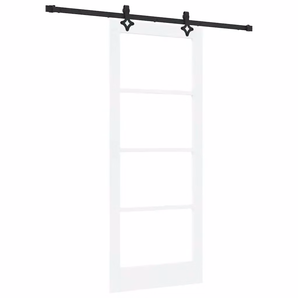 Porta scorrevole moderna vidaXL in legno e vetro, Bianco e Nero, L: 83 cm, H: 202 cm – 2