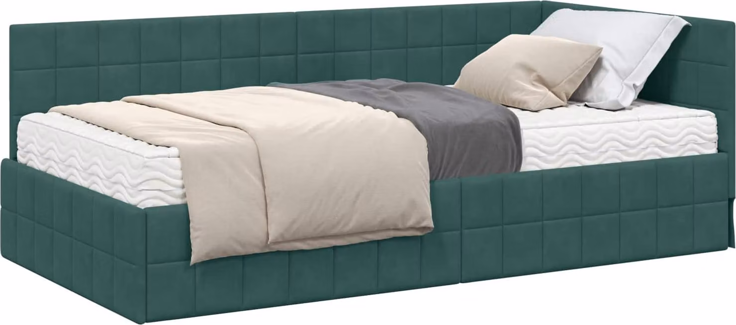 Struttura Letto Angolare con Materasso 2 pcs Verde Velluto