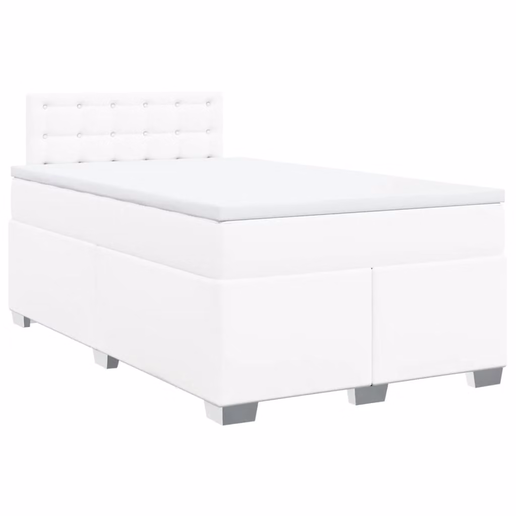 Giroletto a Molle con Materasso Bianco 120x190 cm in Pelle finta