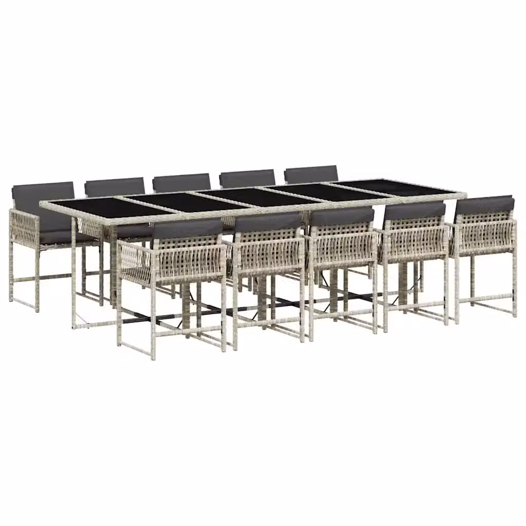Set Pranzo da Giardino vidaXL in Polyrattan con Piano in Vetro e 11 Pezzi Grigio Antracite – 2