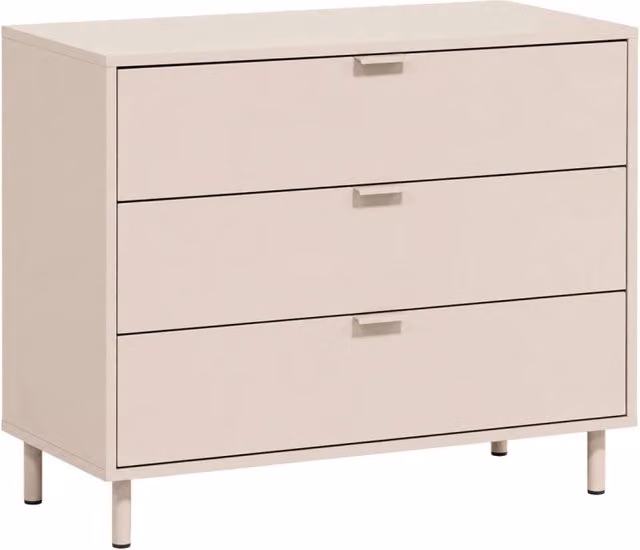 Cassettiera moderna SWEEEK in legno e metallo, beige e rosso