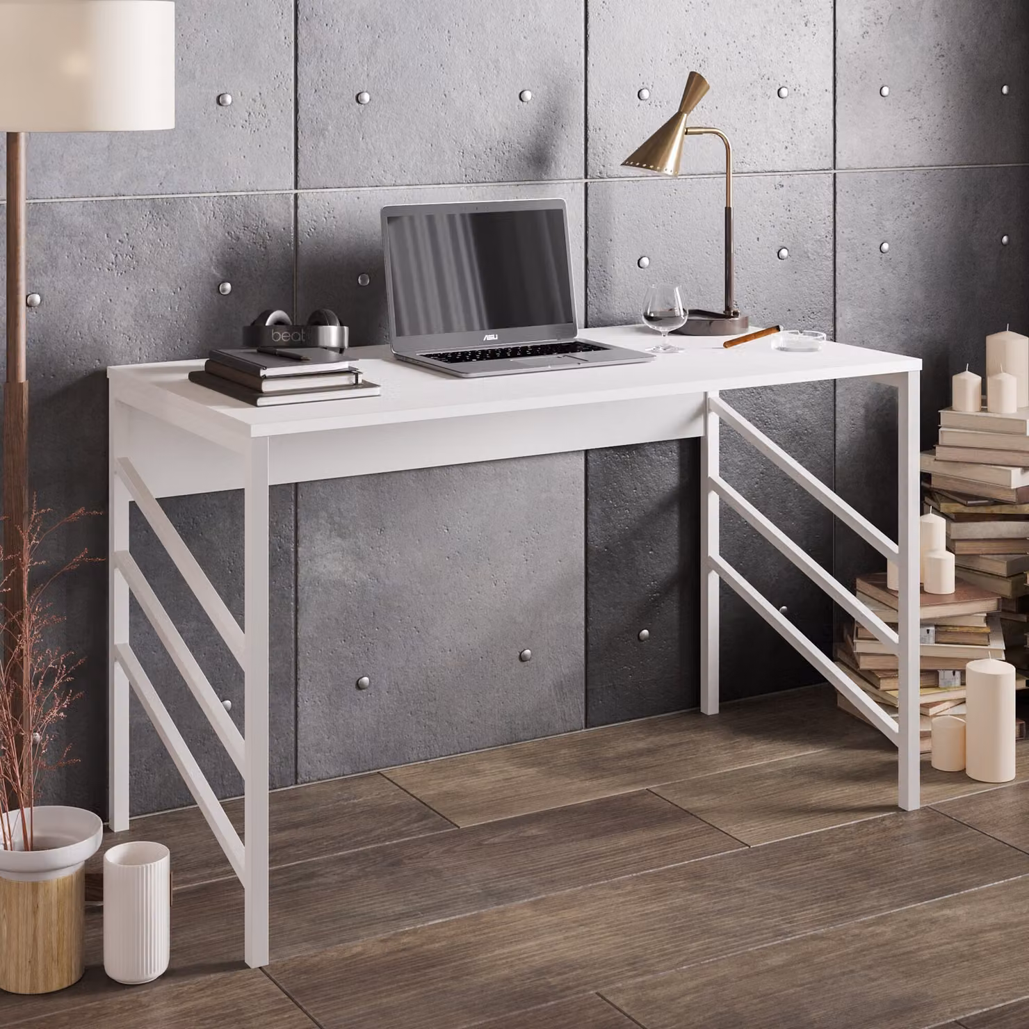 Skye Decor, Tuna - White, scrivania, bianco, pannelli truciolari rivestiti al 100% in melamina, 120 x 60 x 75 cm
