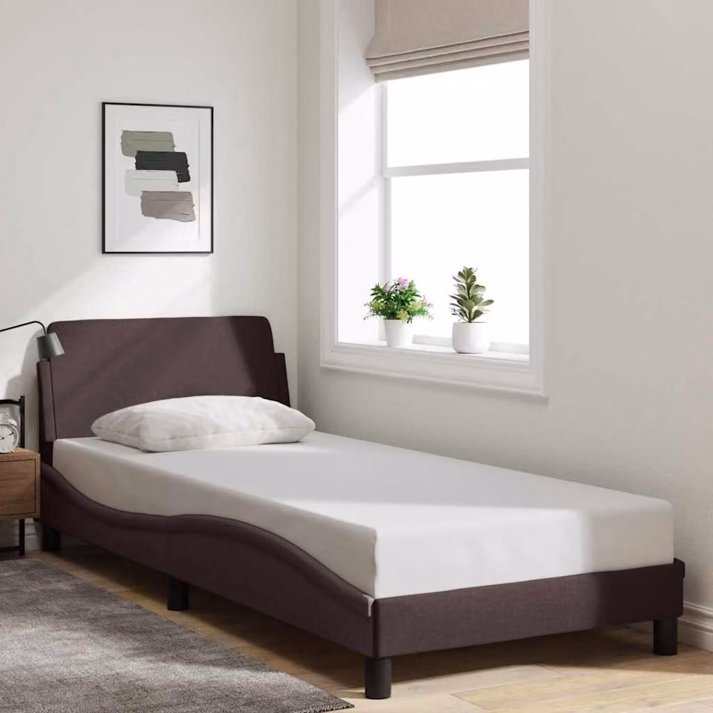 vidaXL Giroletto Dover Marrone Scuro con Struttura Imbottita e Listelli in Legno 90x190 cm
