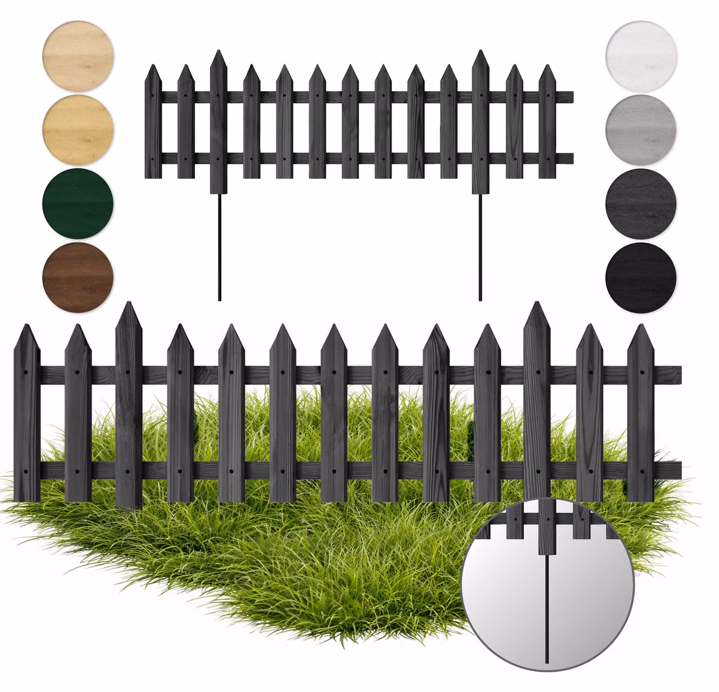 Floranica 1 pz Recinzione da giardino a incastro con pali in metallo per aiuole 100 cm x 40 cm Antracite