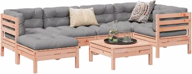 Set Divani Giardino 7 pz Cuscini Legno Massello Abete Douglas 3299539