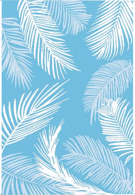 Tappeto da esterno reversibile Outsunny blu con motivo floreale in polipropilene resistente alle intemperie e ai raggi UV, L: 274 cm, P: 182 cm