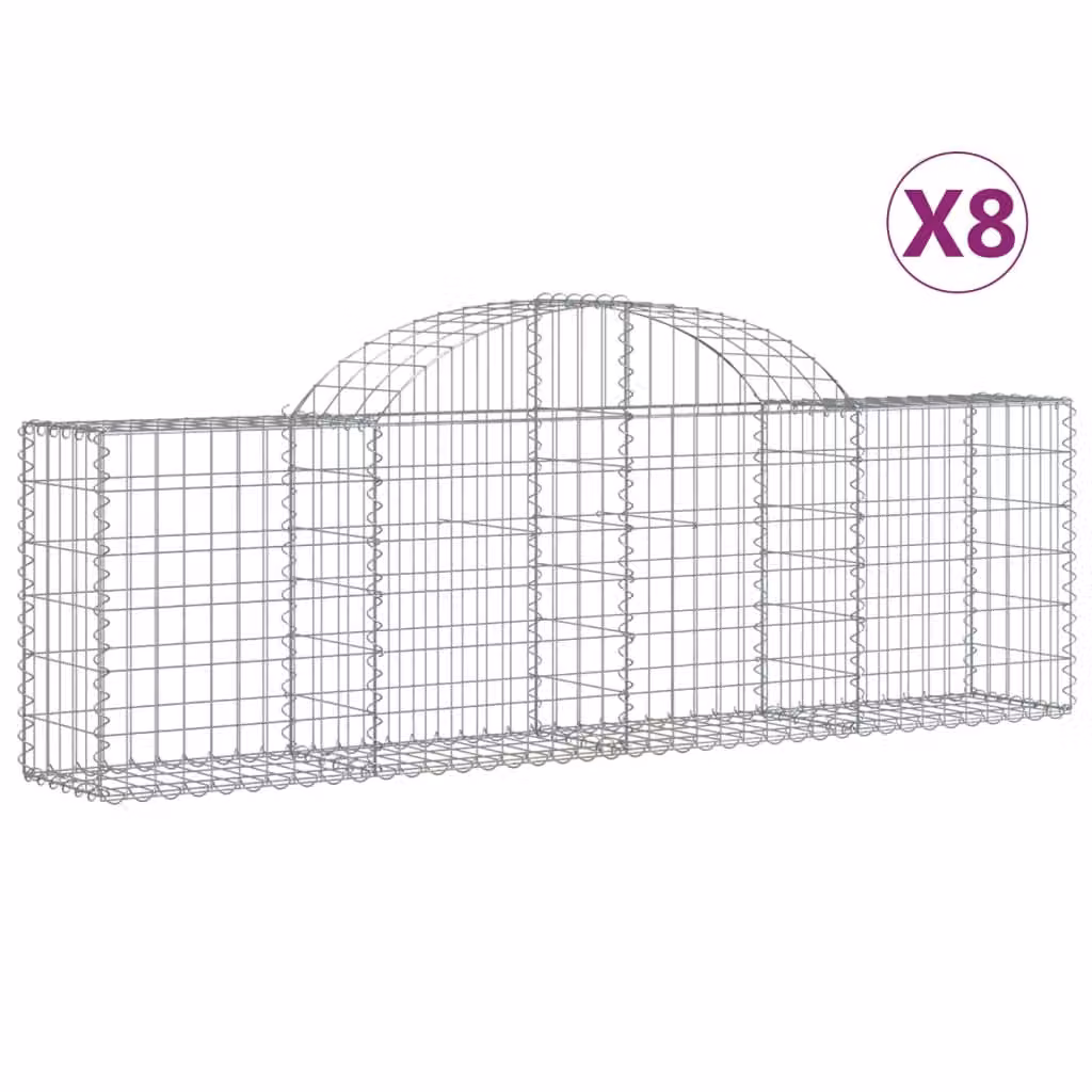Cesti Gabbioni ad Arco 8 pz 200x30x60/80 cm Ferro Zincato