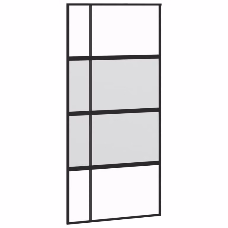 Porta Scorrevole Nera 102,5x205 cm Vetro Temperato e Alluminio