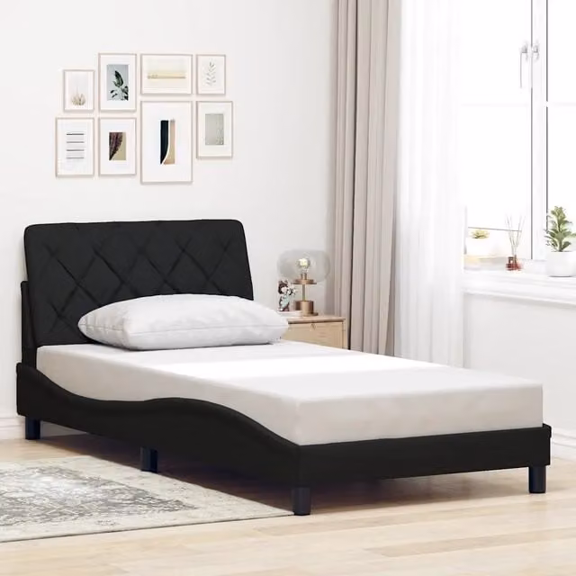 Struttura Letto Design Mania in Tessuto Nero L/P/H: 100 x 200 x 74,5 cm