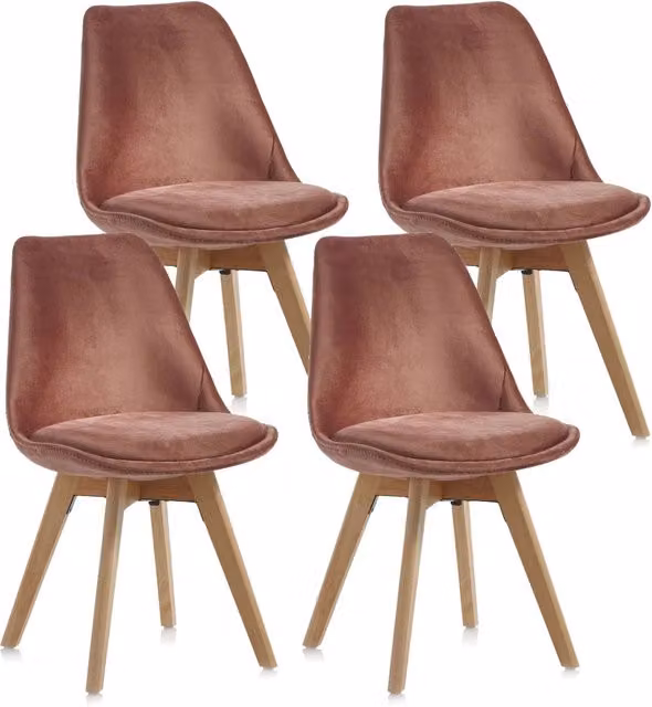 Set 4 Sedie 48,5x47x81,5 cm in Velluto Rosa