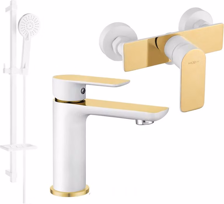 Mexen Alfa DQ40 set doccia, bianco/oro - 745704DQ40-25