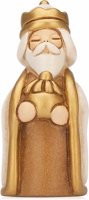 Presepe Classico Thun Re Magi Baldassarre con incenso in ceramica bianco e multicolore