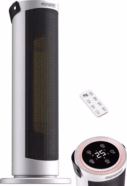 Termoventilatore in ceramica Monzana bianco con telecomando, timer e protezione da surriscaldamento, 2000W