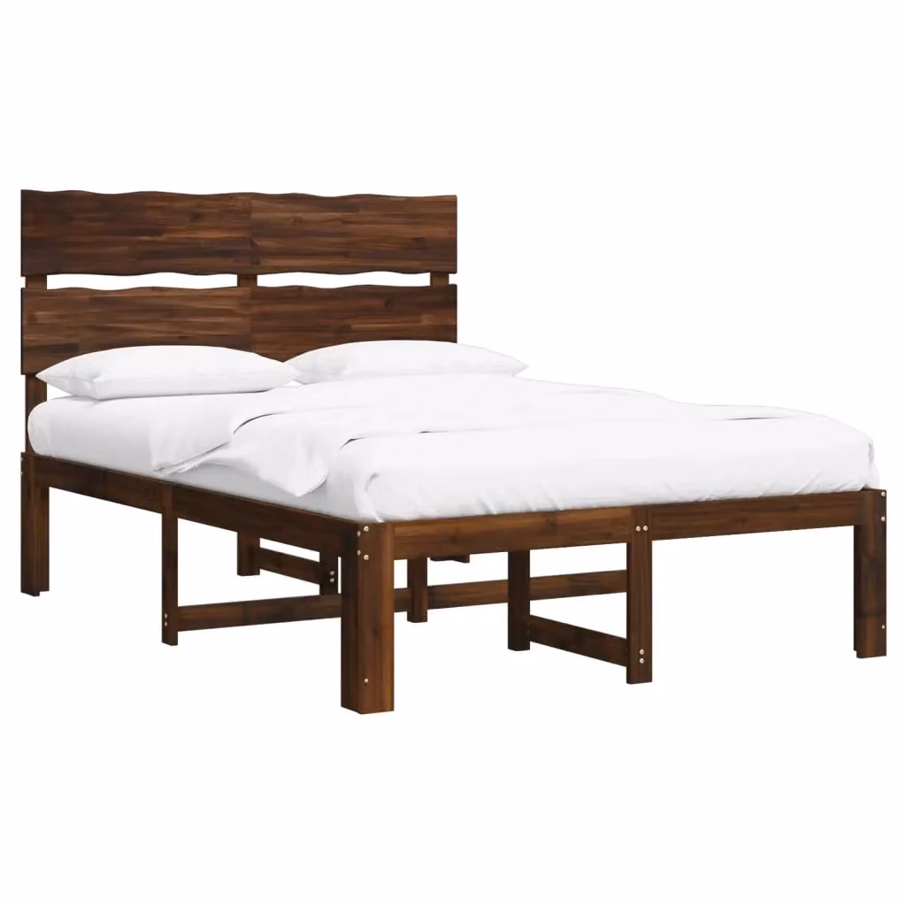 Letto matrimoniale in legno di acacia vidaXL ROSTOCK Marrone Scuro L/P/H: 140 x 200 x 105 cm – 2
