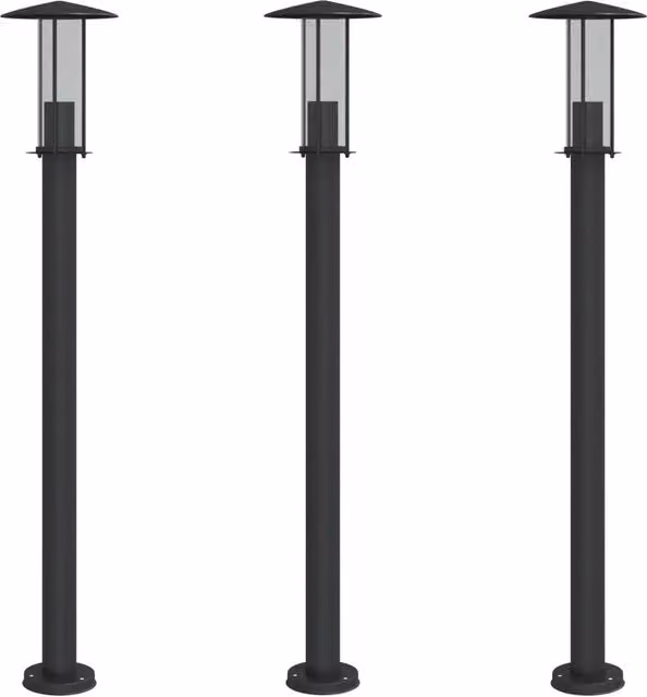 Set di 3 lampade da terra per esterni nere in acciaio inox e plastica, altezza: 100 cm, modello CFW7018308