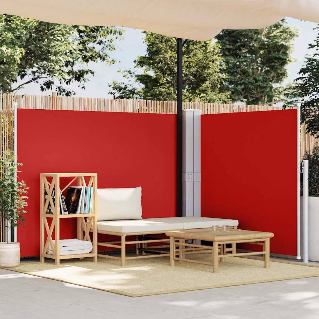 vidaXL Tenda da Sole Laterale Retrattile Rossa in Poliestere e Acciaio L: 600 cm, H: 140 cm