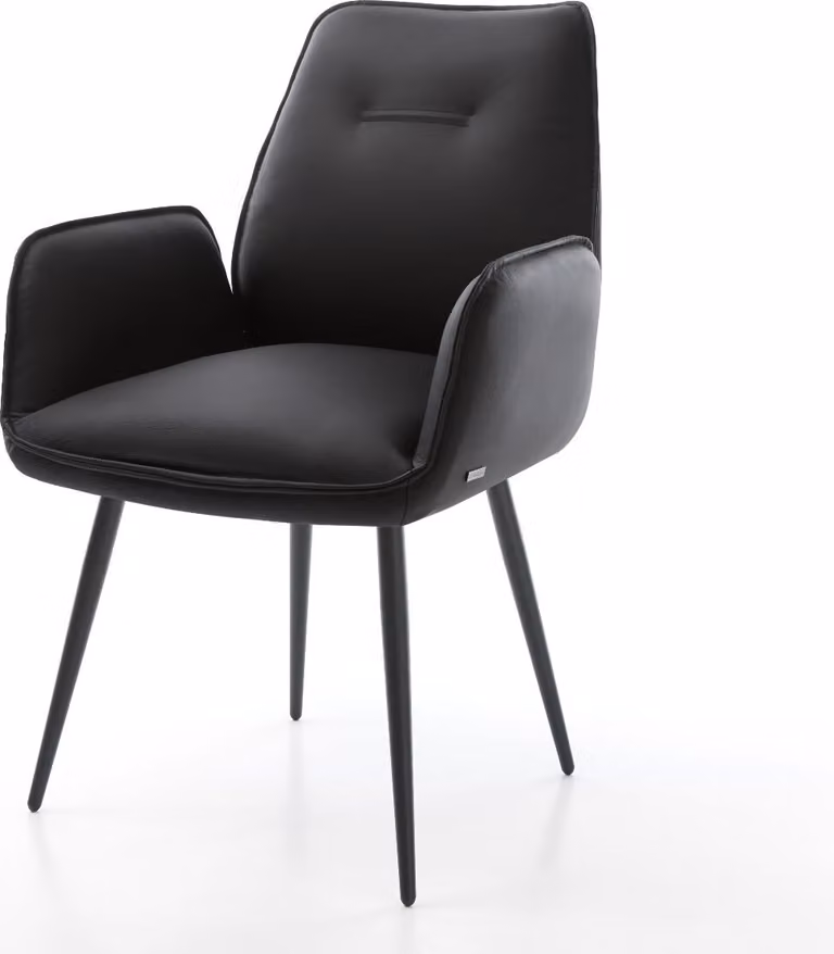 DELIFE Sedia da pranzo Zoa-Flex Vera pelle nera 4 gambe coniche Nero Molle insacchettate