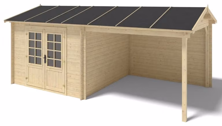 Casetta da giardino in legno - 17.4m2 - 5.79x3m - 28mm - colore: naturale