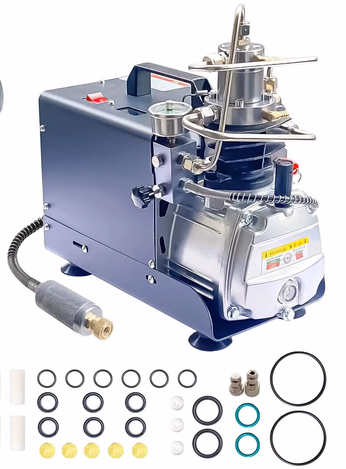 Compressore elettrico ad alta pressione con raffreddamento a acqua e ad aria, fino a 300 bar, per bombole d'aria