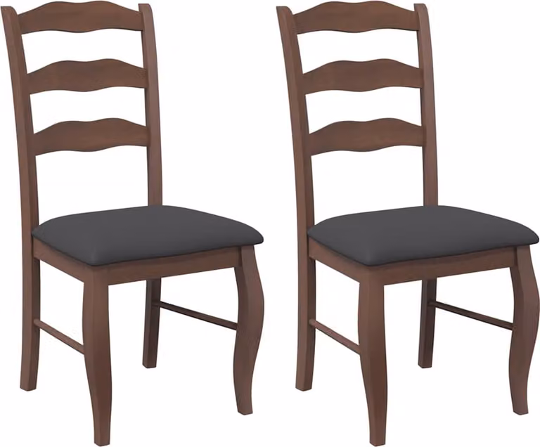 Sedie da Pranzo con Cuscini 2pz Marrone Legno Massello di Hevea