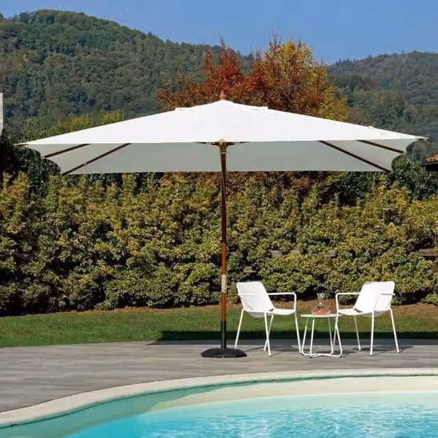 Ombrellone da Giardino 3x4 m Palo Ø48 mm in Legno Vorghini Ecrù
