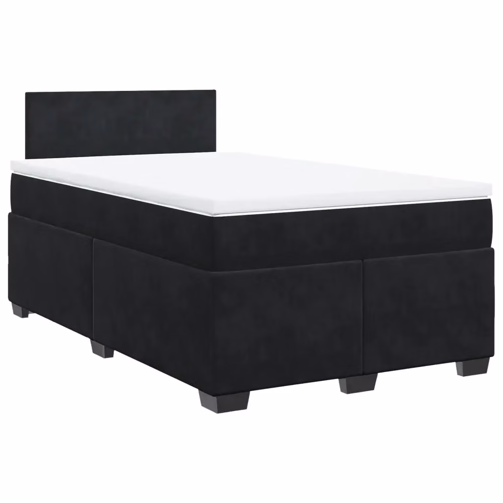 Letto con Giroletto a Molle e Materasso Ibrido vidaXL in Velluto Nero e Bianco L/P: 120 x 200 cm – 2
