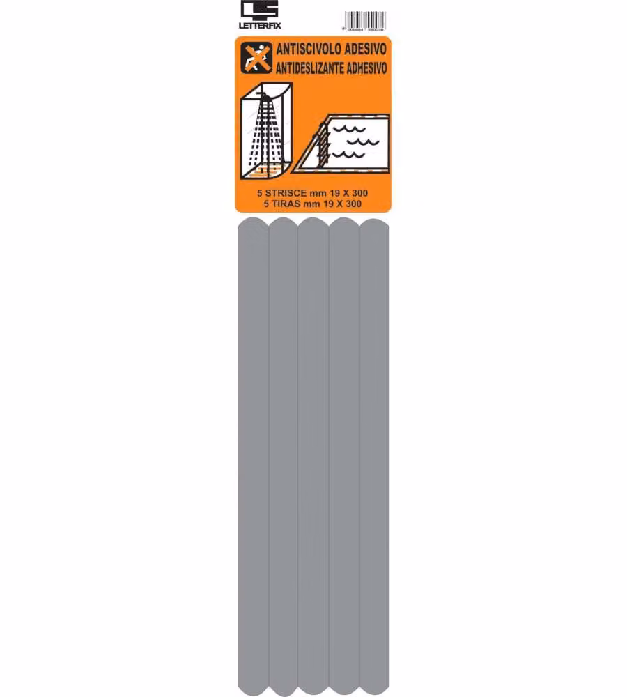 ROSH Nastro adesivo antiscivolo grigio 19 mm x 300 mm blister 5 strisce