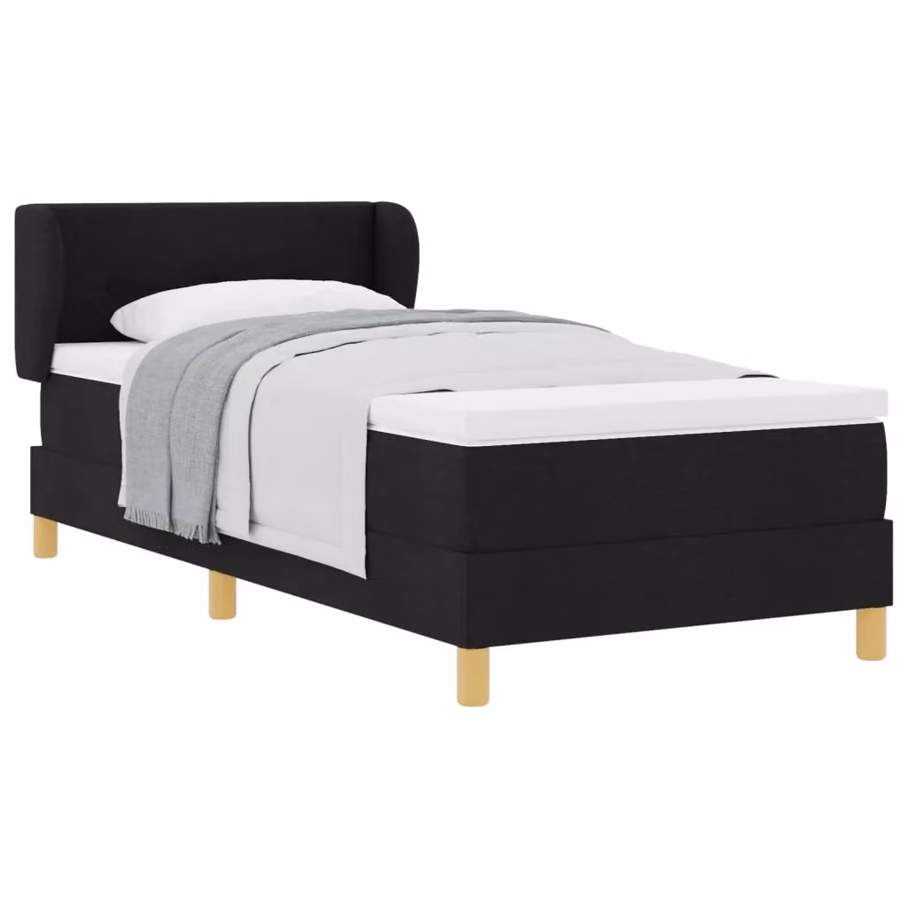 Letto a molle con testiera vidaXL in tessuto nero L: 200 cm, P: 80 cm – 2