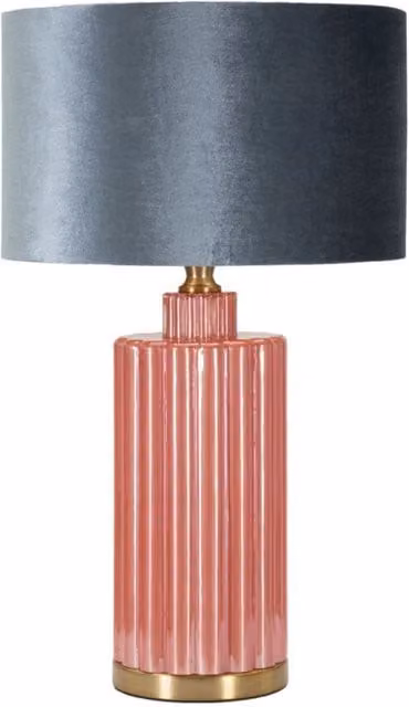 Lampada da tavolo Helene Tower in vetro rosso e blu con paralume in tessuto, Diametro: 40 cm – 1